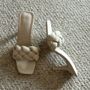 BCBGgeneration ivory leather braided sandals